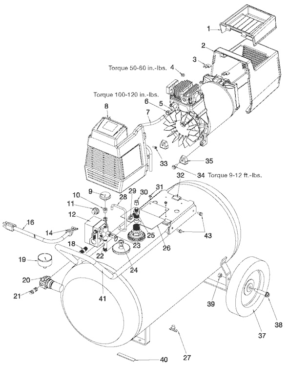 Page A Diagram and Parts List for ACBF630 Type 1 DeVilbiss Compressor