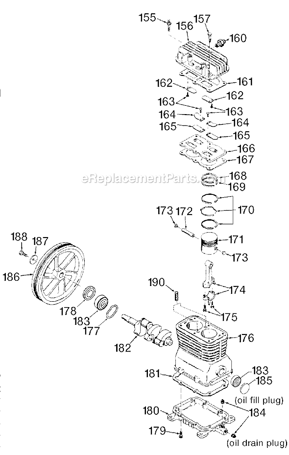 Page C Diagram and Parts List for ACBL660V Type 0 DeVilbiss Compressor