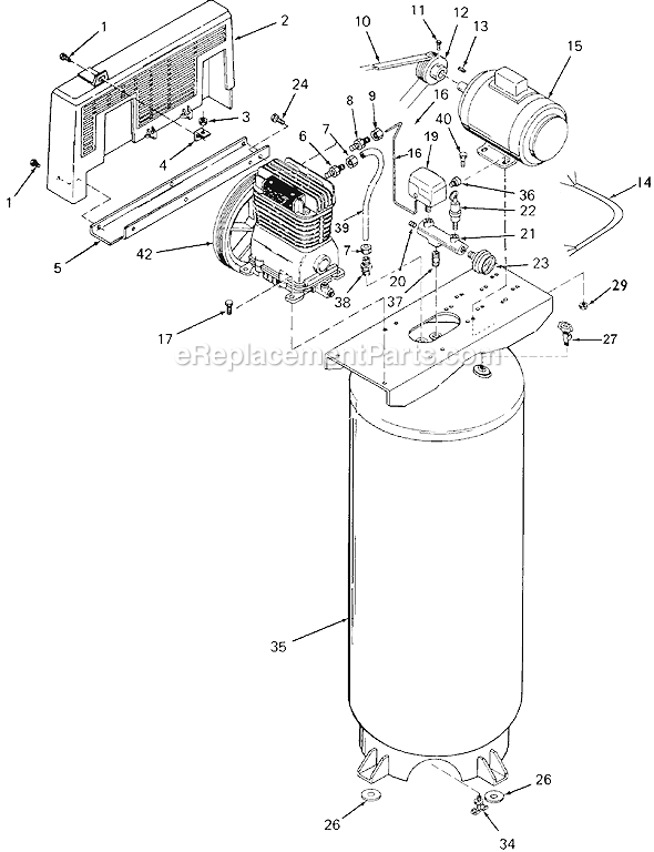 Page A Diagram and Parts List for ACBL660V Type 1 DeVilbiss Compressor