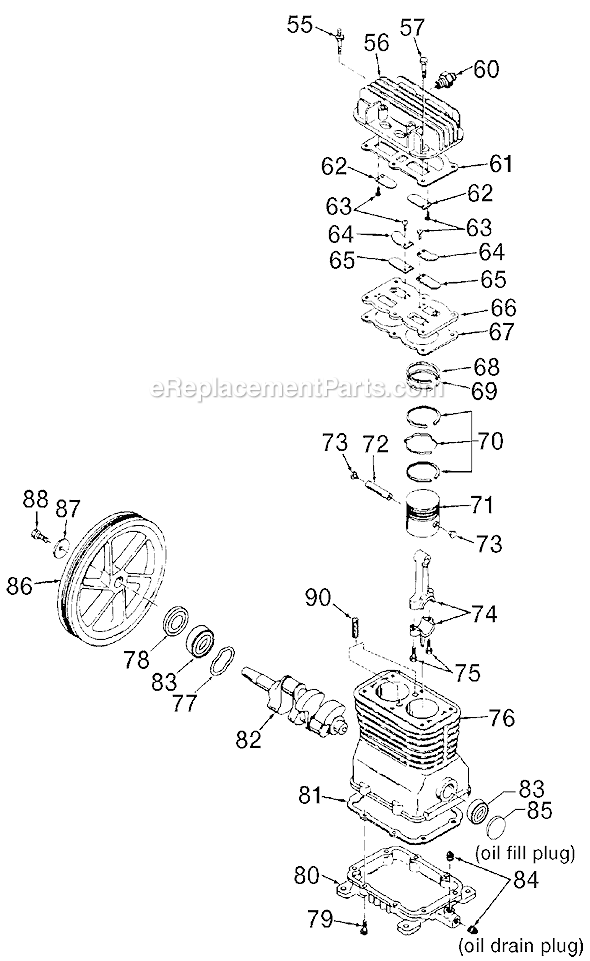 Page B Diagram and Parts List for ACBL660V Type 1 DeVilbiss Compressor
