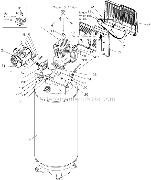 Page B Diagram and Parts List for ACBL760V Type 0 DeVilbiss Compressor