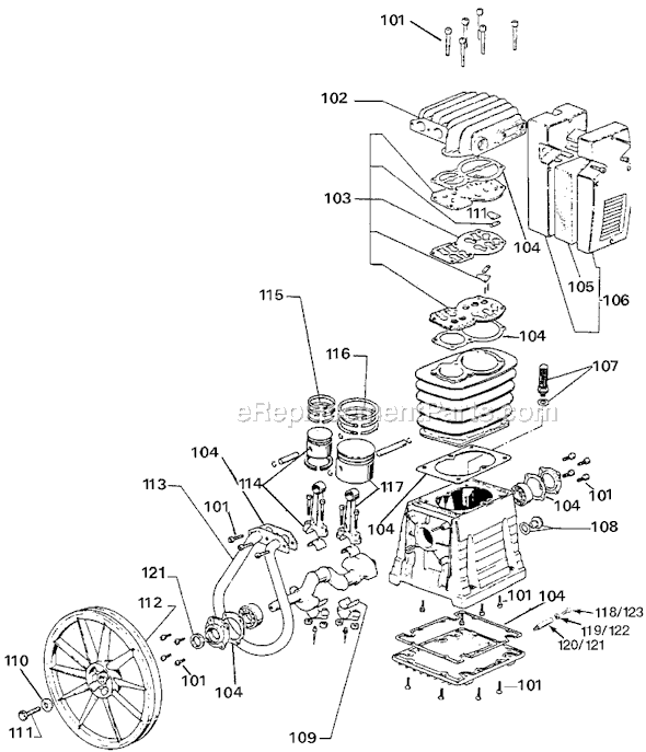 Page A Diagram and Parts List for ACBLK6580V2 Type 1 DeVilbiss Compressor