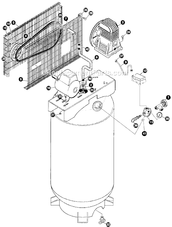 Page B Diagram and Parts List for ACBLK6580V2 Type 2 DeVilbiss Compressor