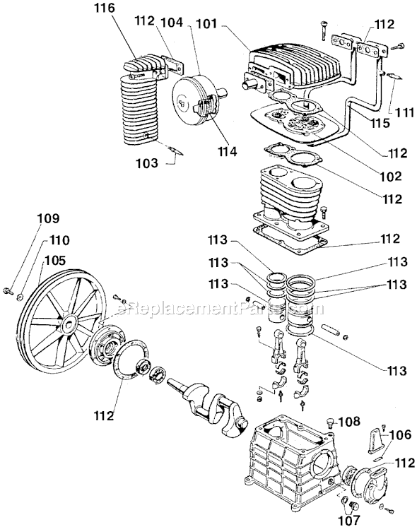 Page A Diagram and Parts List for ACSL10120H2 Type 2 DeVilbiss Compressor