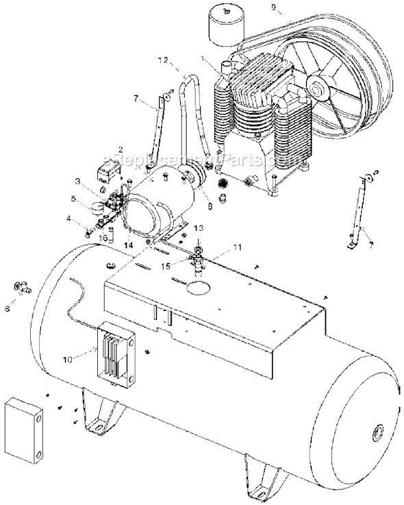Page B Diagram and Parts List for ACSL10120H2 Type 2 DeVilbiss Compressor