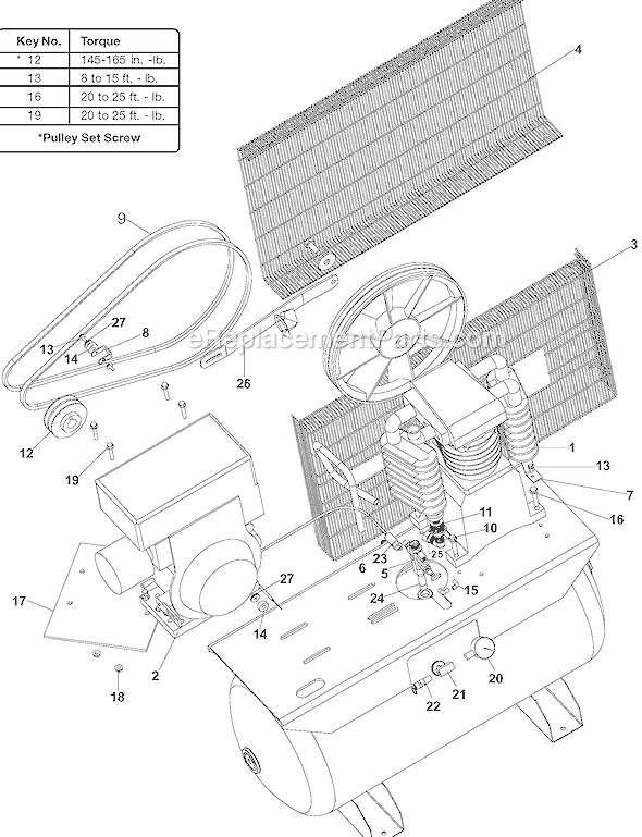 Page A Diagram and Parts List for ACSL1130GH2 Type 1 DeVilbiss Compressor
