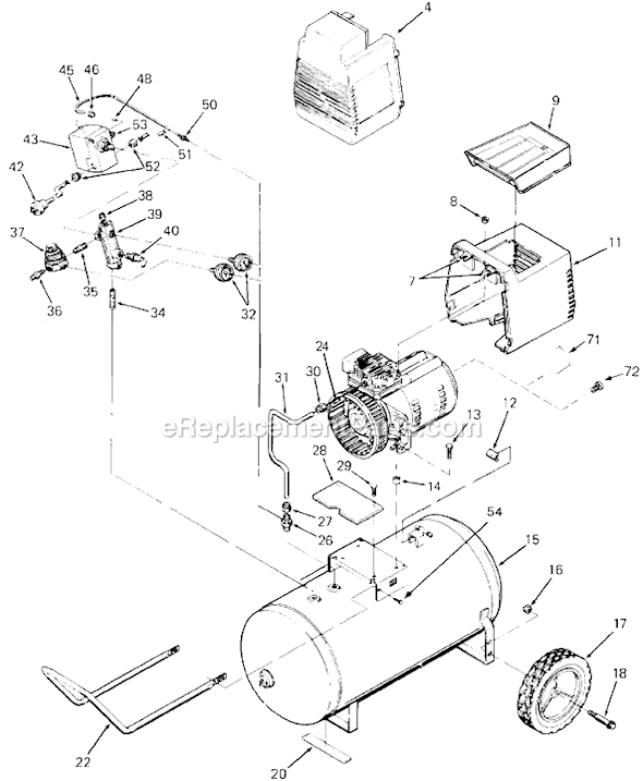 Page A Diagram and Parts List for AF2520 Type 0 DeVilbiss Compressor