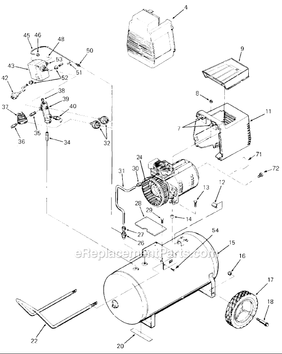 Page A Diagram and Parts List for AF320 Type 1 DeVilbiss Compressor