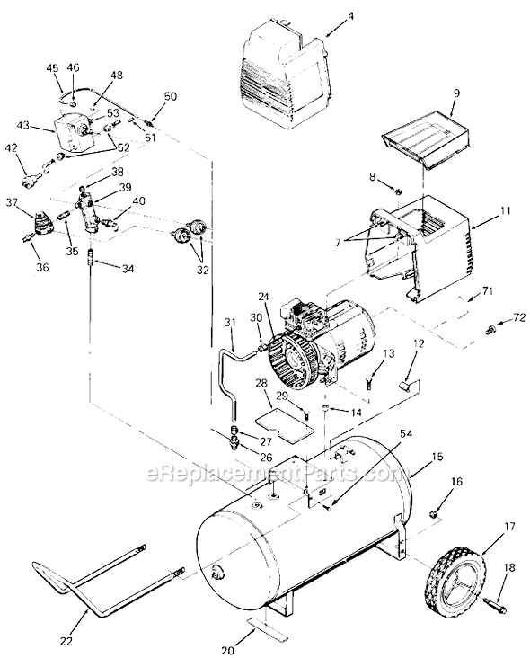 Page A Diagram and Parts List for AF320 Type 2 DeVilbiss Compressor
