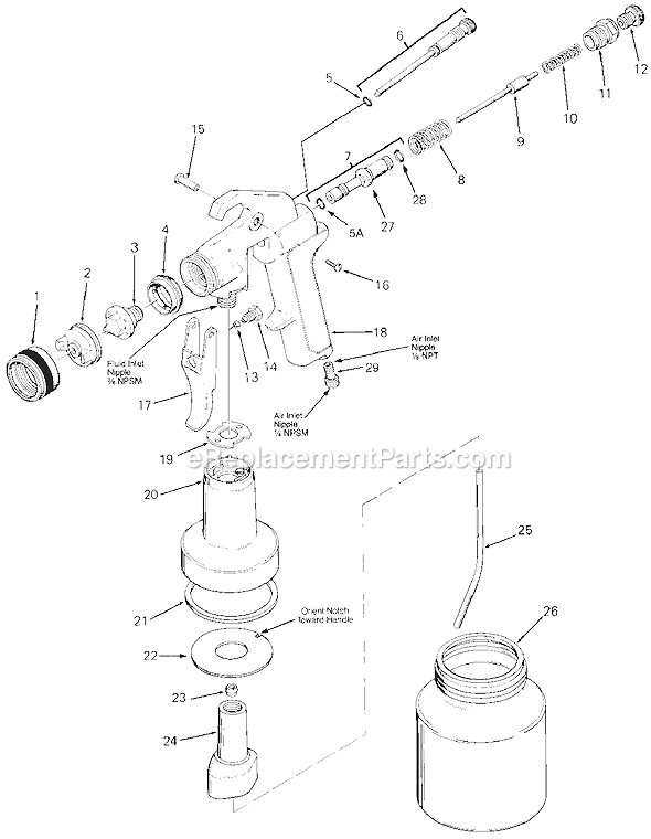 Page A Diagram and Parts List for AS300 Type 1 DeVilbiss Paint Sprayer