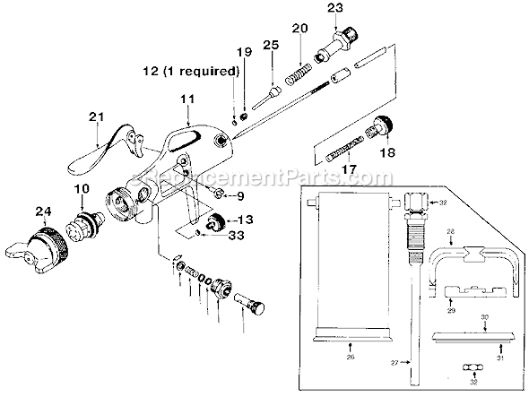 Page A Diagram and Parts List for ASP009 Type 1 DeVilbiss Paint Sprayer