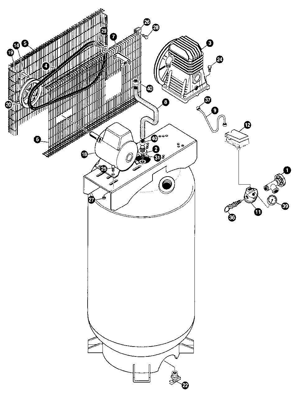 Default Diagram and Parts List for PALJ660V2 Type 0 DeVilbiss Compressor