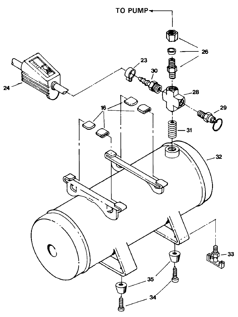 Default Diagram and Parts List for IR102D Type 1 DeVilbiss Compressor