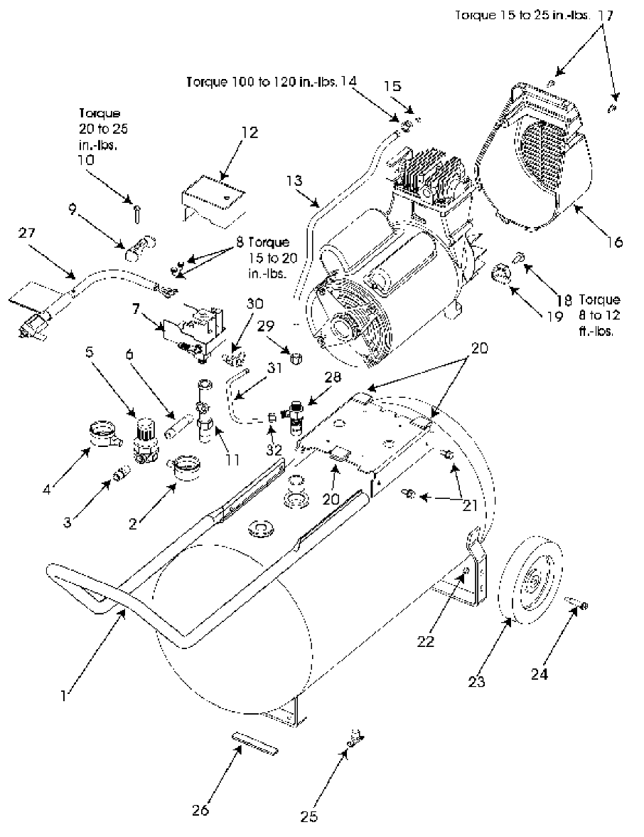 Default Diagram and Parts List for FB5530 Type 0 DeVilbiss Compressor