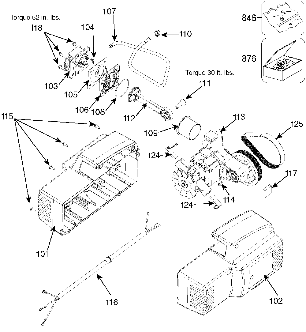 Exploded Diagram B Diagram and Parts List for Y6010-WK Type 1 DeVilbiss Compressor