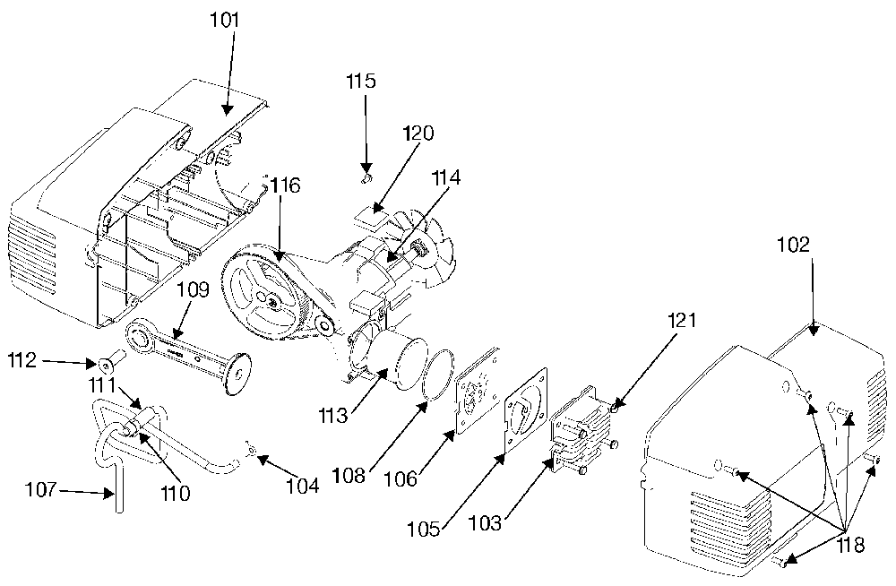 Exploded Diagram B Diagram and Parts List for DFAC153 Type 4 DeVilbiss Compressor