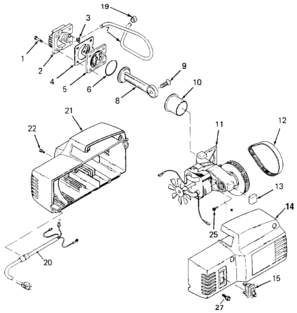 Default 2 Diagram and Parts List for EXFAC23 Type 0 DeVilbiss Compressor