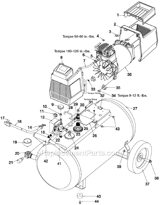 Page A Diagram and Parts List for C5100 Type 0 DeVilbiss Compressor