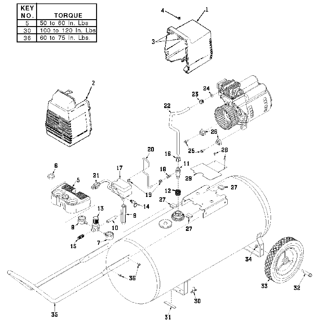 Exploded Diagram A Diagram and Parts List for F18 Type 4 DeVilbiss Compressor