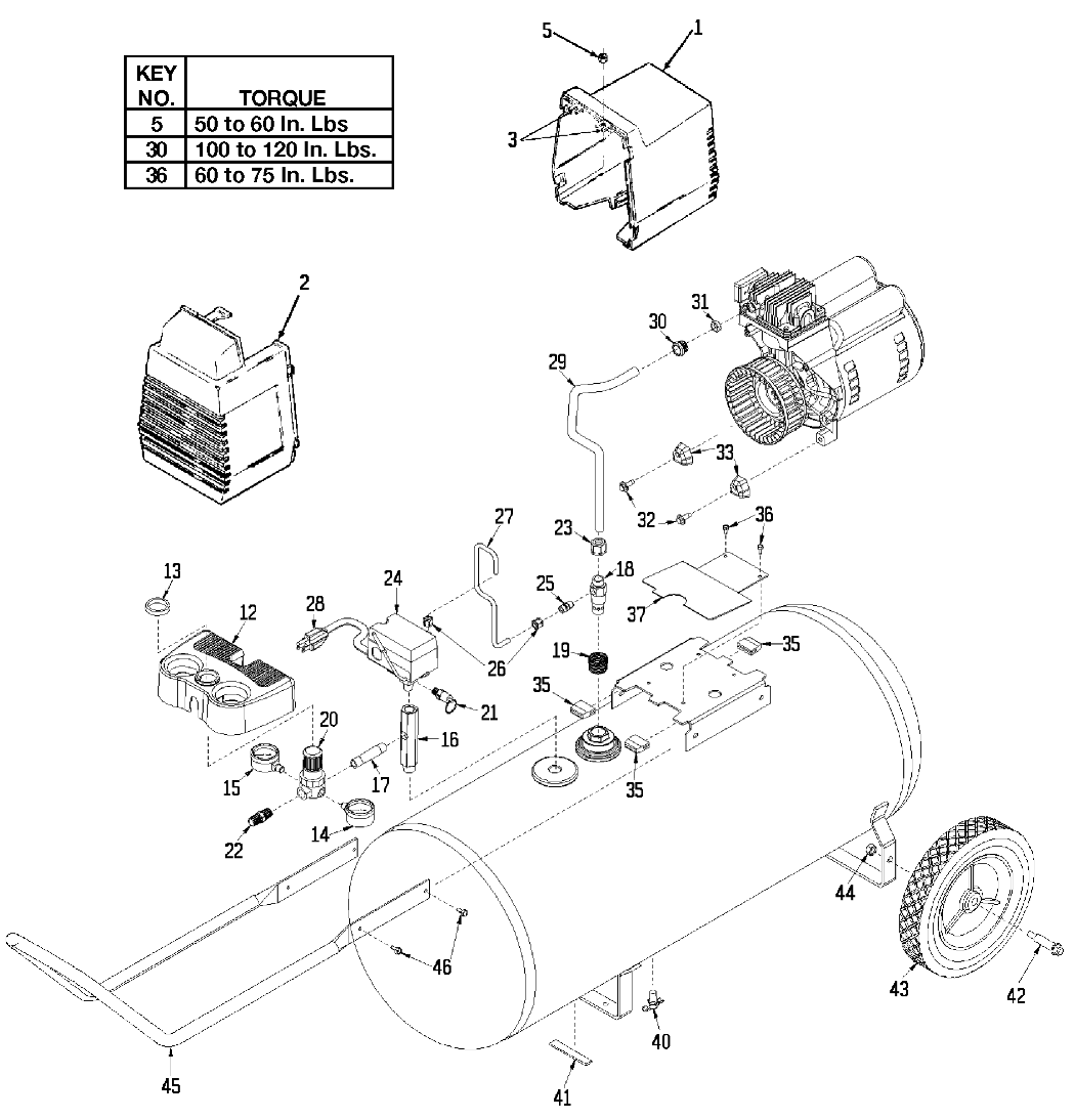 Default Diagram and Parts List for IRF312 Type 4 DeVilbiss Compressor