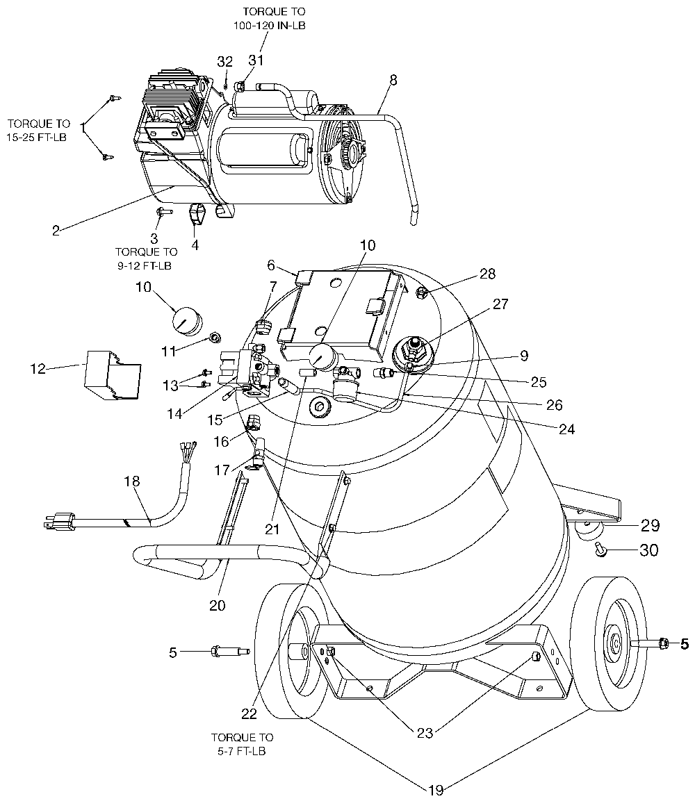 Exploded Diagram A Diagram and Parts List for PAFBC5020VPS1 Type 2 DeVilbiss Compressor