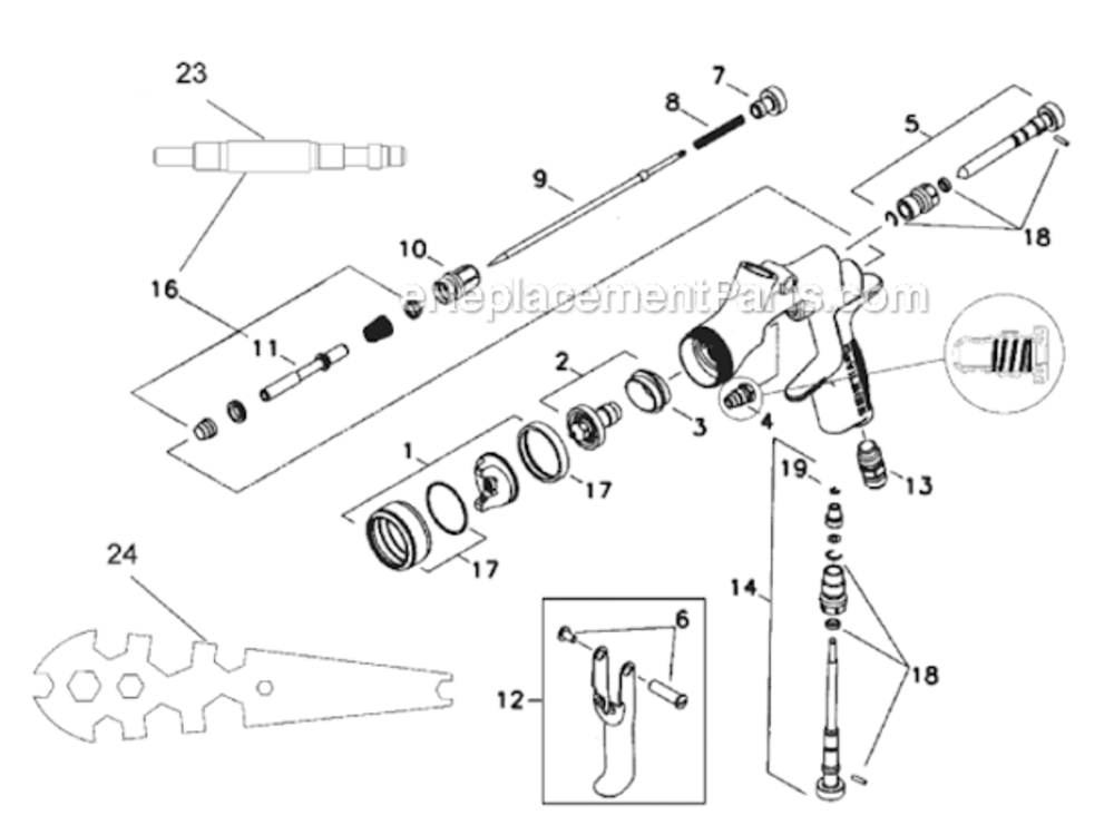 Page A Diagram and Parts List for CVI-620G  DeVilbiss Paint Sprayer
