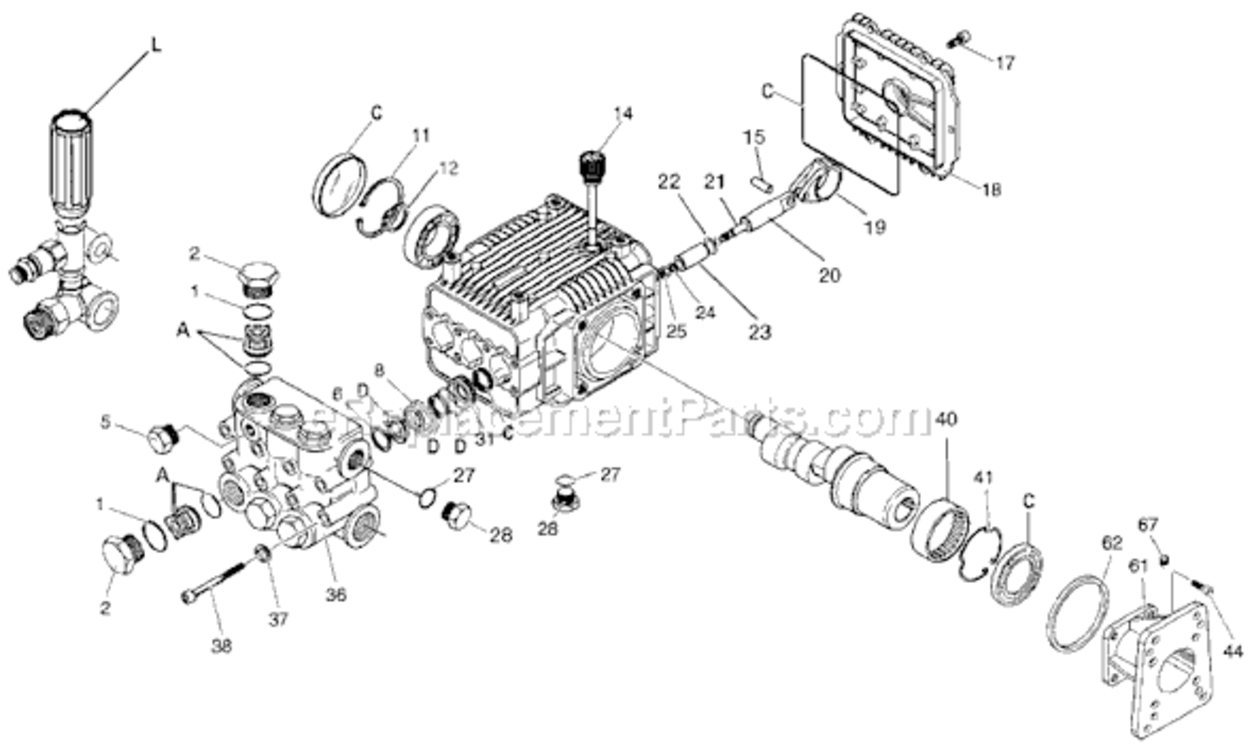 Page B Diagram and Parts List for D3000K Type 0 DeVilbiss Pressure Washer