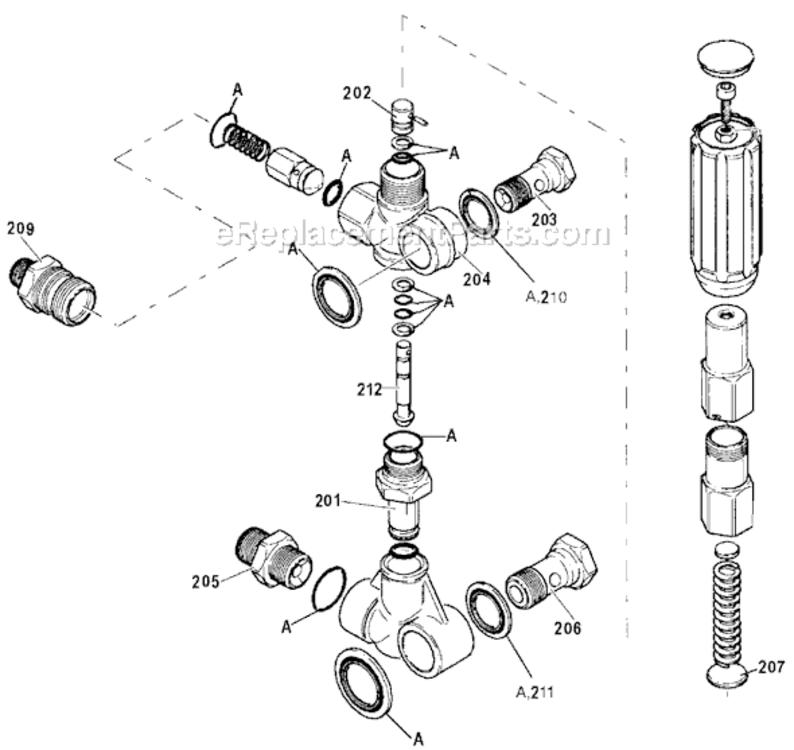 Page A Diagram and Parts List for D3500K Type 0 DeVilbiss Pressure Washer