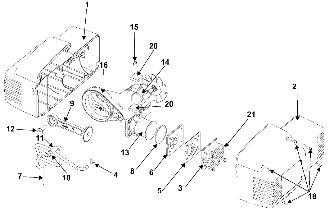 Default 2 Diagram and Parts List for HFA2X4 Type 0 DeVilbiss Compressor