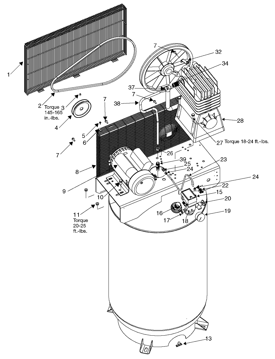 Default Diagram and Parts List for PALKC7080V2 Type 0 DeVilbiss Compressor