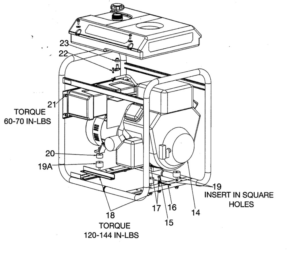 Back Cabinet Diagram and Parts List for GBVE8000-1  DeVilbiss Generator