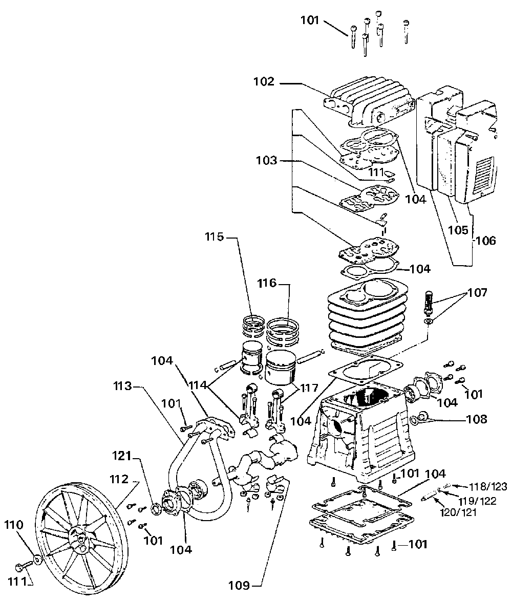 Exploded Diagram A Diagram and Parts List for RALK6580V2 Type 0 DeVilbiss Compressor