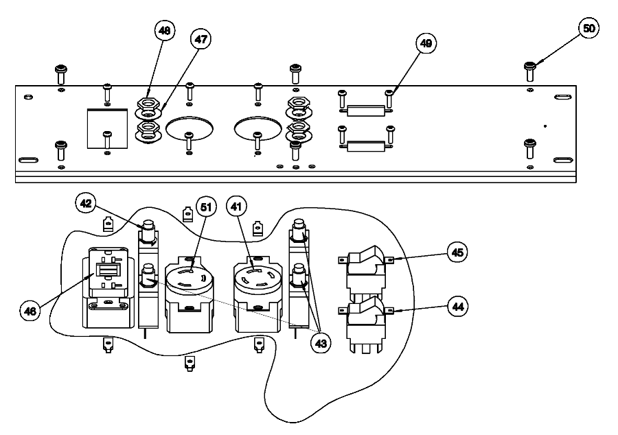 Panel Diagram and Parts List for 919-67958 Type 0 DeVilbiss Generator