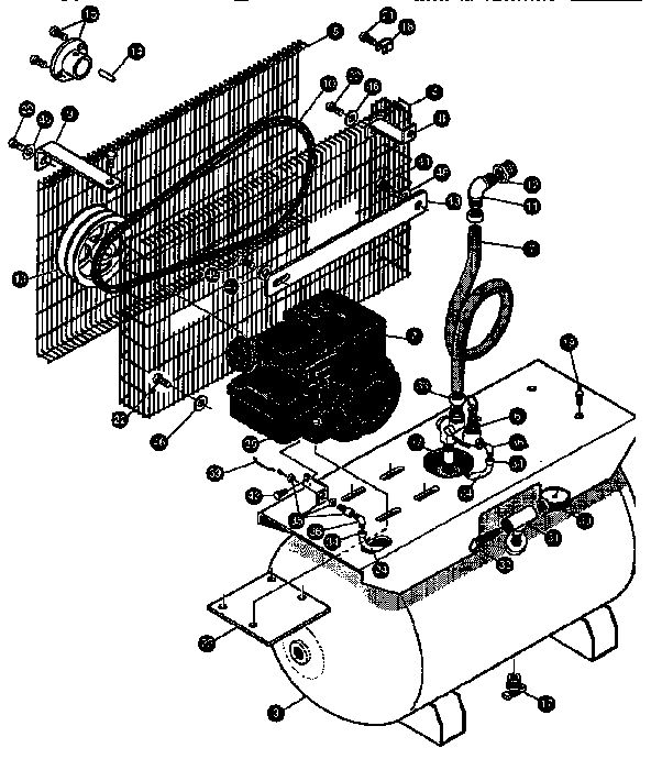 Air Compressor Diagram and Parts List for DACE-7161-1  DeVilbiss Compressor