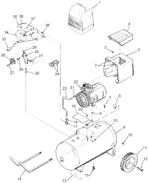 Page A Diagram and Parts List for DF430 Type 0 DeVilbiss Compressor