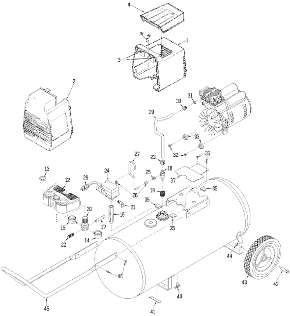 Page A Diagram and Parts List for DF430 Type 2 DeVilbiss Compressor
