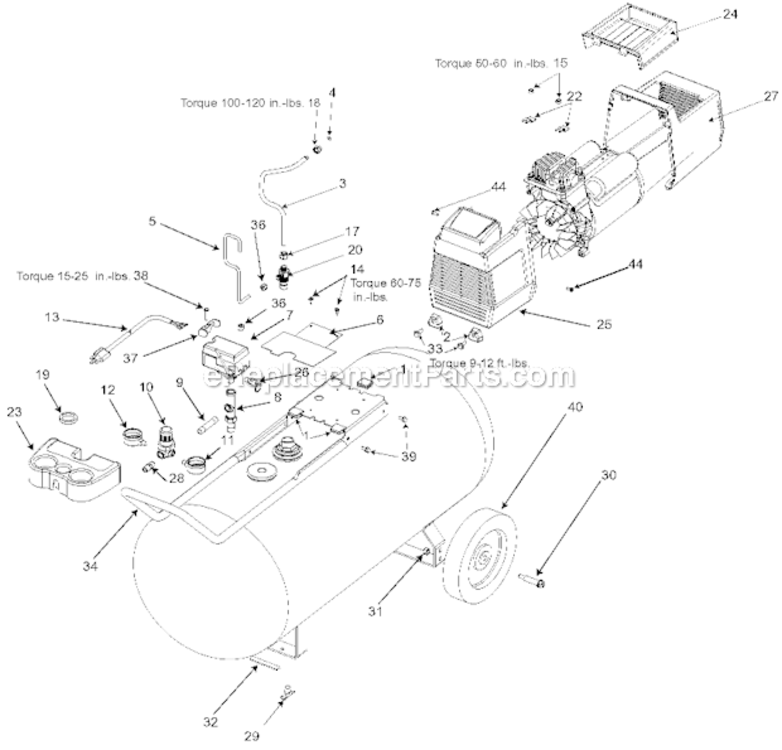 Page A Diagram and Parts List for DF5030 Type 1 DeVilbiss Compressor