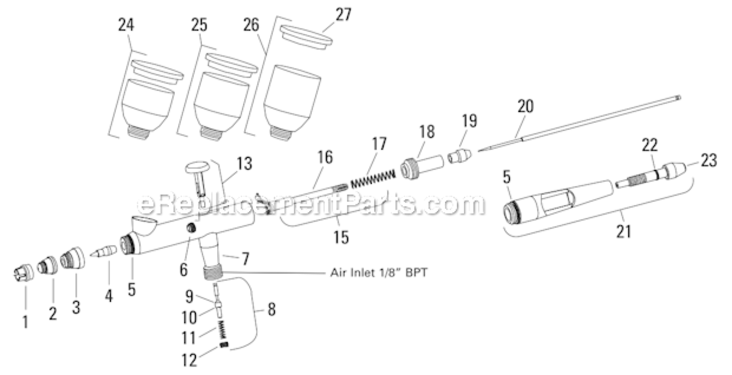 Page A Diagram and Parts List for DGR-603  DeVilbiss Paint Sprayer