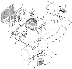Default Diagram and Parts List for BACL4520 Type 3 DeVilbiss Compressor