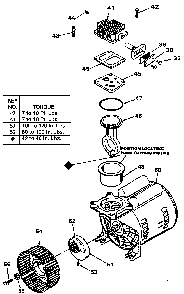 Exploded Diagram B Diagram and Parts List for RAC350E20AD Type 0 DeVilbiss Compressor