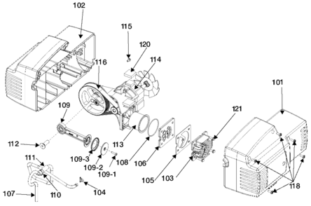 Default 2 Diagram and Parts List for HFAC3030 Type 0 DeVilbiss Compressor
