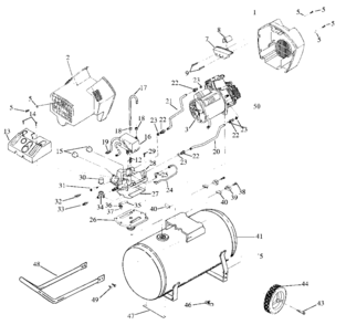 Default Diagram and Parts List for PAFTV530 Type 0 DeVilbiss Compressor