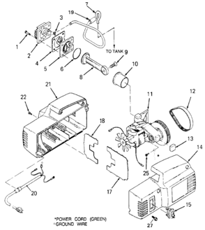 Default 2 Diagram and Parts List for PAFAC752 Type 2 DeVilbiss Compressor
