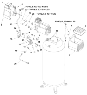 Default Diagram and Parts List for RAF5030V Type 0 DeVilbiss Compressor