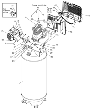 Default Diagram and Parts List for IRLC6560V Type 1 DeVilbiss Compressor
