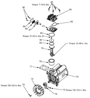 Default 2 Diagram and Parts List for PAFBC6025VP Type 1 DeVilbiss Compressor