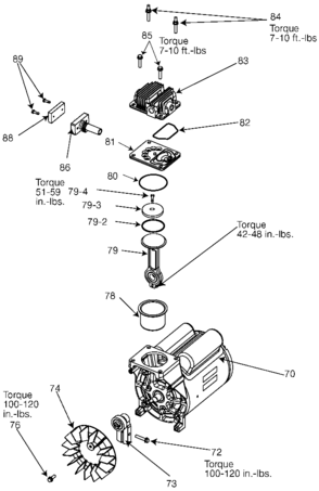 PUMP Diagram and Parts List for 5Z598C Type 1 DeVilbiss Compressor