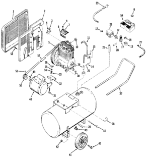 Default Diagram and Parts List for IR5E20AD Type 2 DeVilbiss Compressor