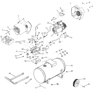 Default Diagram and Parts List for IRC500TVE30 Type 0 DeVilbiss Compressor