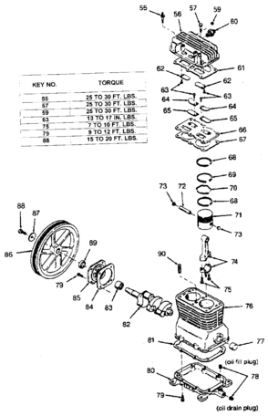 PUMP Diagram and Parts List for ATCL4520 Type 0 DeVilbiss Compressor
